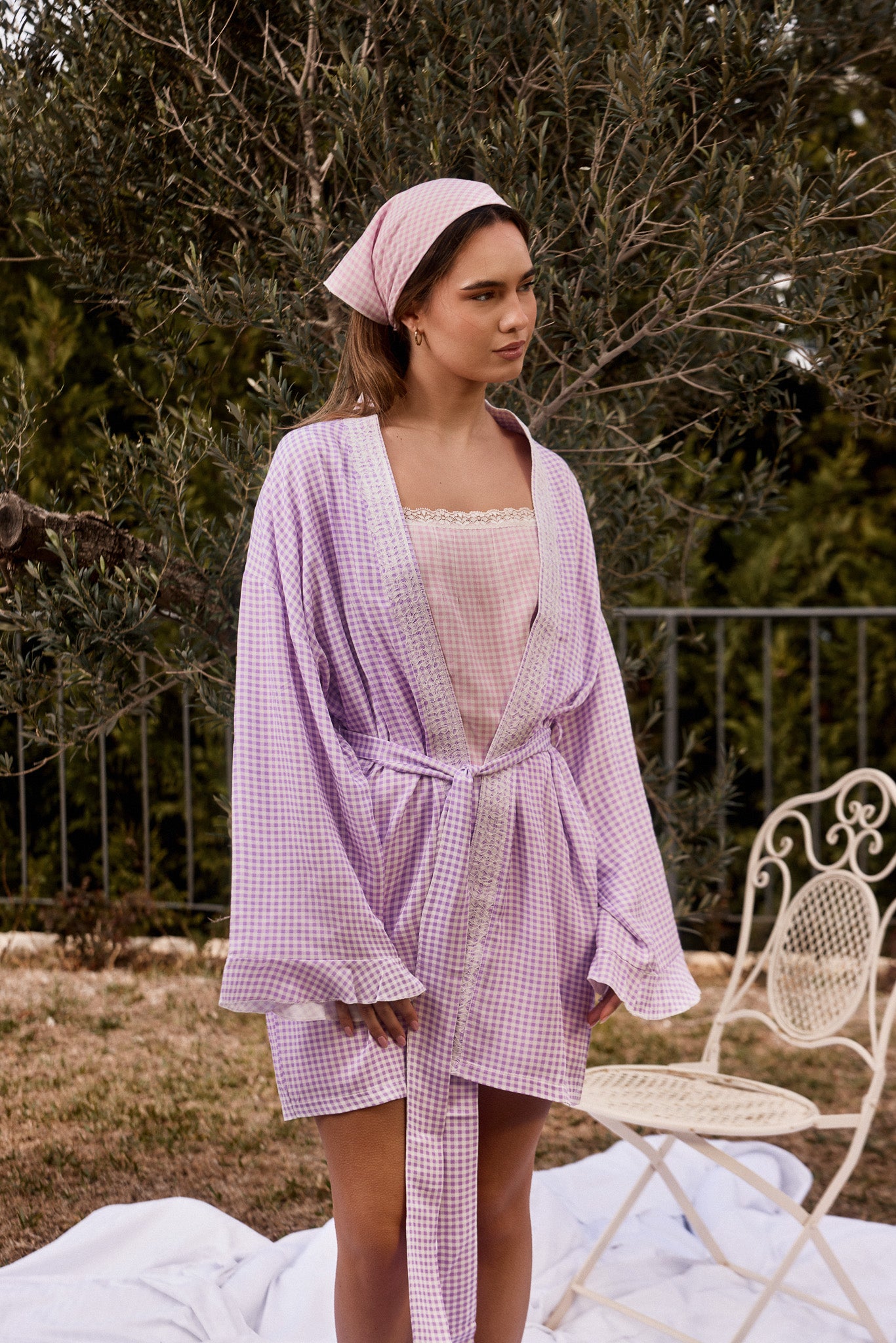 Lilac Check Robe