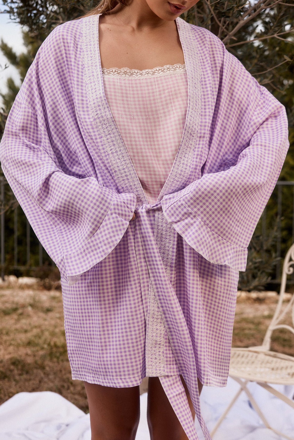 Lilac Check Robe