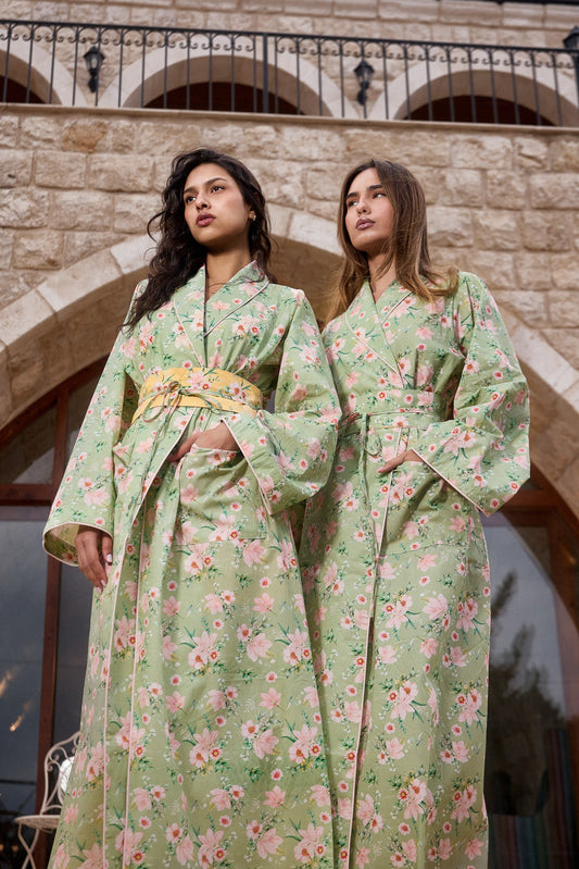 Green Floral Maxi Robe