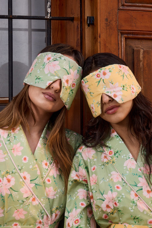 Green Floral Eye Mask